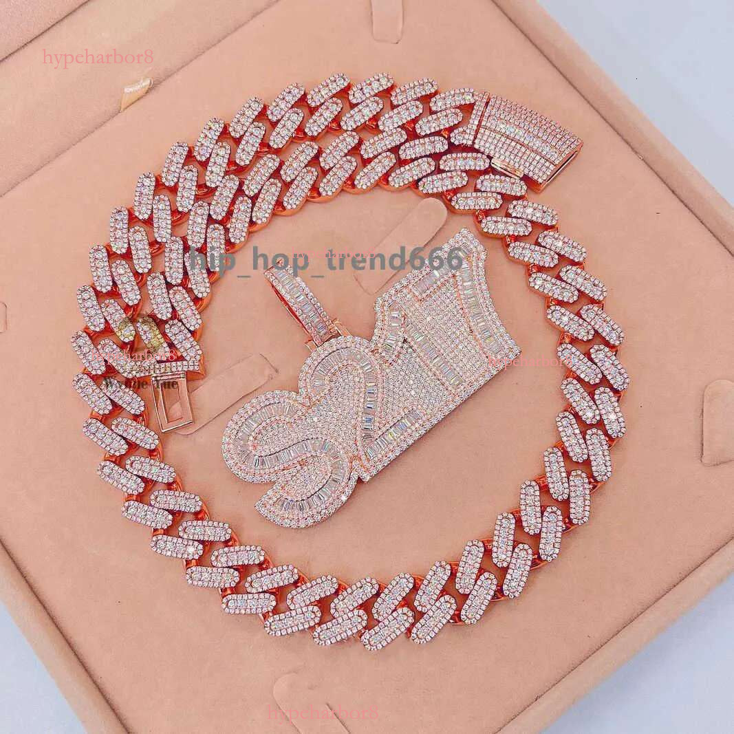 Solid Sterg Sier 18mm Baguette Thick VVS Moissanite Cuban k Chain