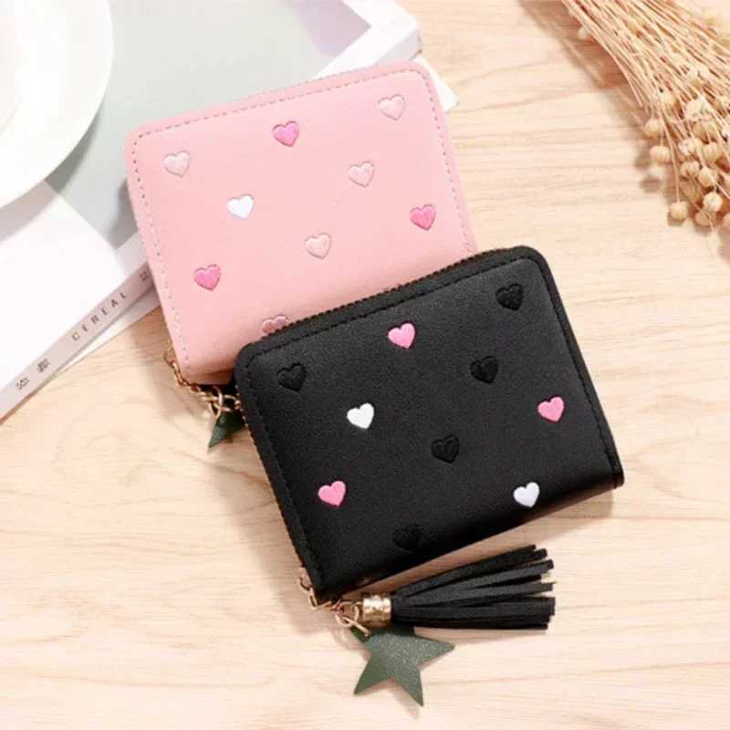 Womens wallet womens mini short tassel wallet cute zipper Pu leather coin wallet womens handbag wallet Z250411