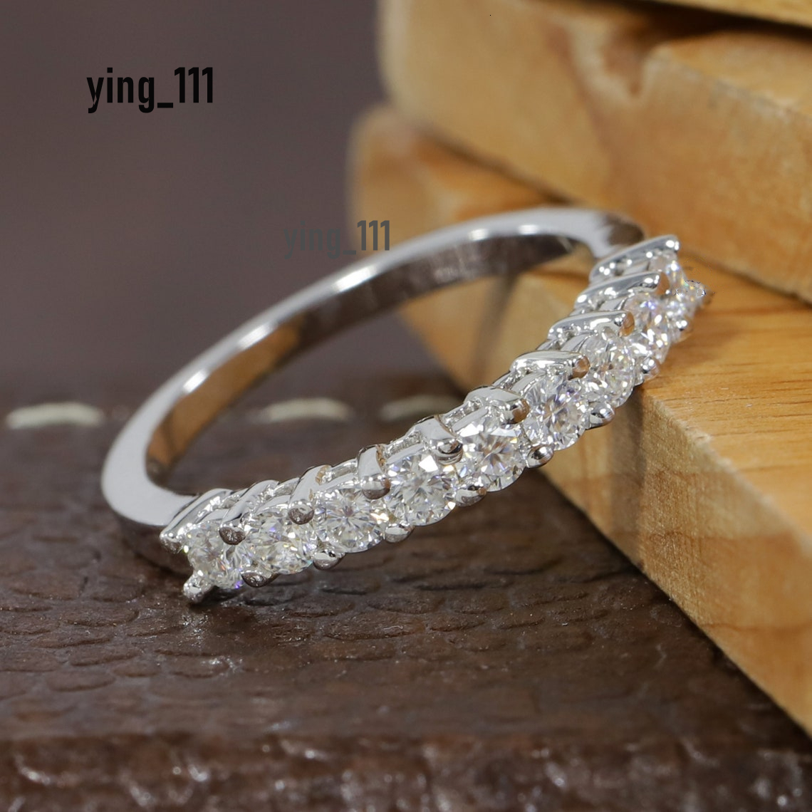 Jewelry 18K White Solid Gold 9 Stones 2.4mm 0.50CT Lab Grown Diamond Half Eternity Ring Lab Diamond Matching Band Ring Gift For