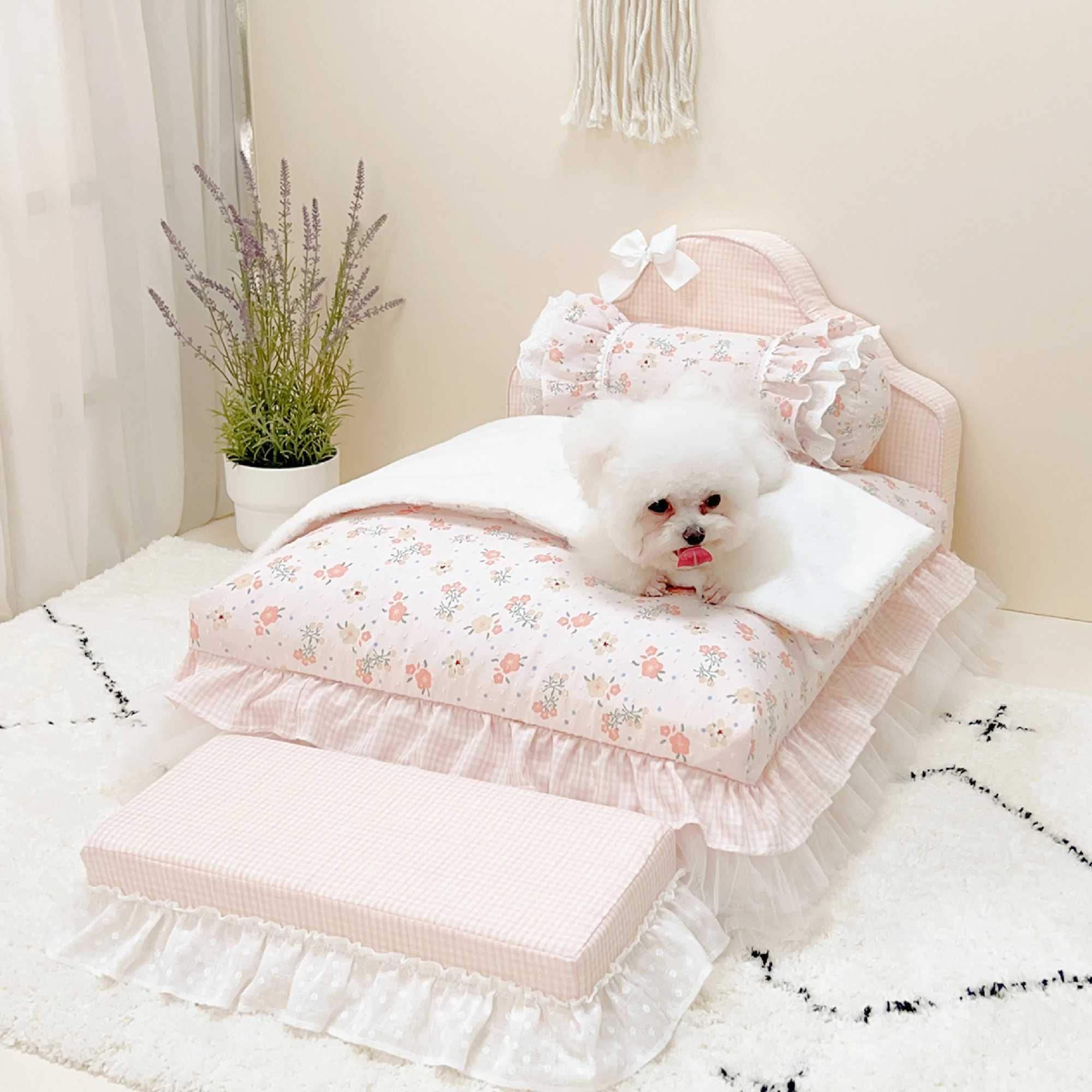 Pet Princess Bed Sofa Nest for Small Dogs and Cats - Pet Sofa Mat Plush Bed Sofa Nest Supplies Detachable X250412
