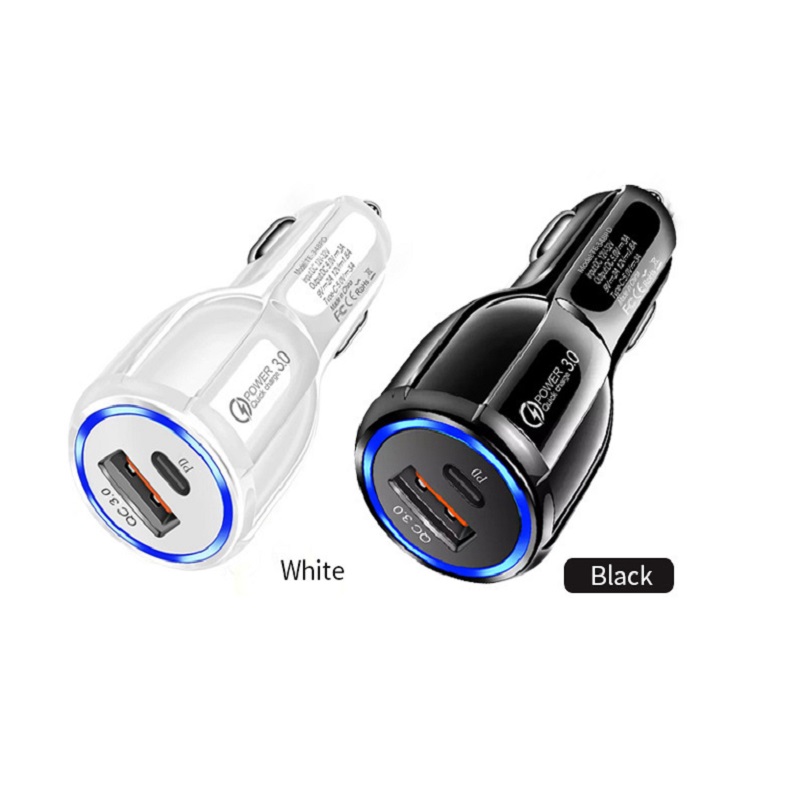 30W QC 3.0 Quick USB C charger Dual ports 6A 18W Power adapter fast adaptive PD Type c car chargers for Iphone 11 12 13 14 15 samsung S20 S22 S23 gps 