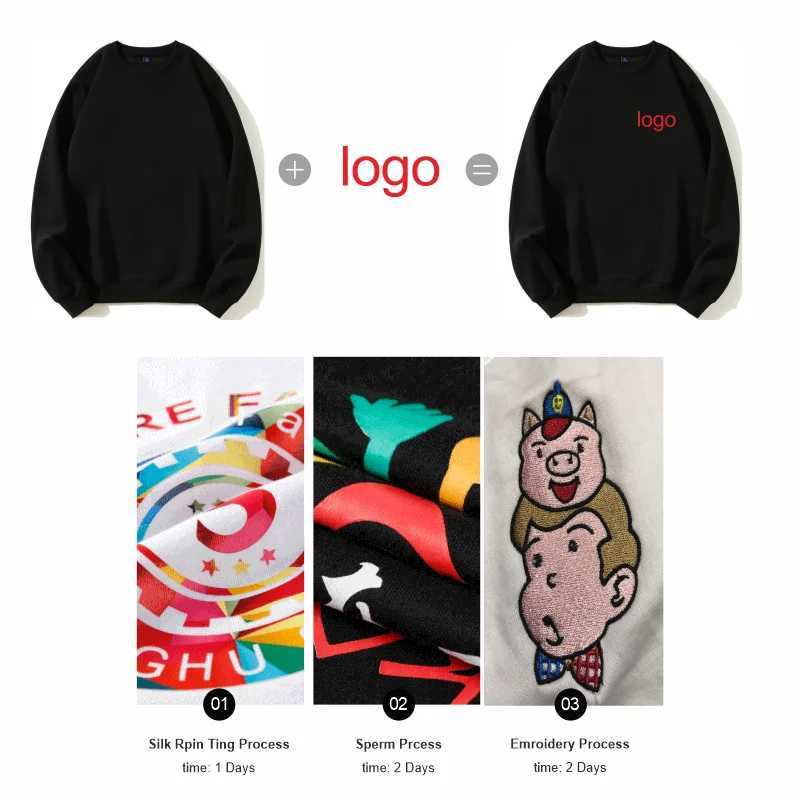 POD customization Cotton Round Neck Sweater with fleece Custom Printed Personal Group Brand Embroidery Design Men and Women thick hoodieT251112