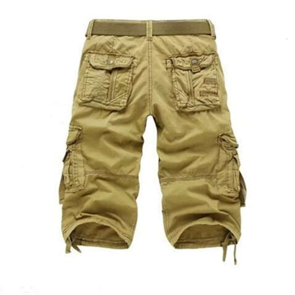New Summer Casual Mens Straight Solid Sports Men Joggers Cargo Shorts Fashion Cotton Knee Length Sweatpants Man