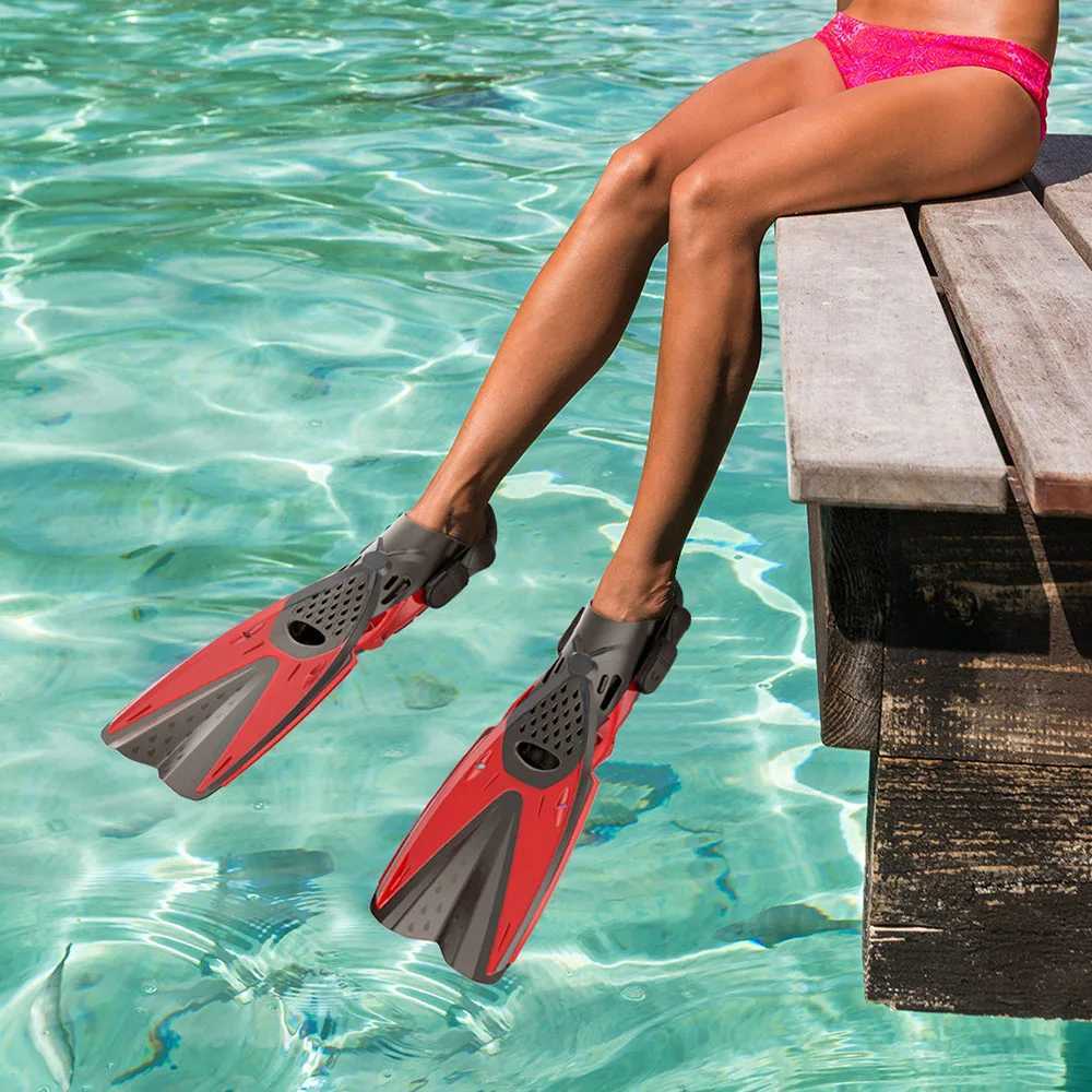 Adjustable Short Snorkel Foot Swimming Flip Cover Fins Beginner Water Sports Equipment Portable Diving Flip Cover Male and FemaleY250412