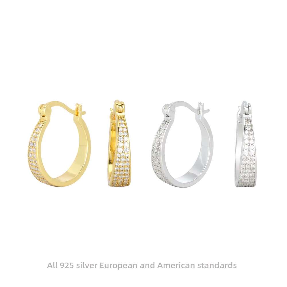 Cross-border Explosions European and American Style S Sterg Sier Zircon Earrings Fashion Elegant Simple Casual