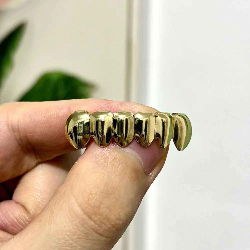 Rachelz Gold Silver DIY 2/6 Top Bottom Glossy Teeth Grilz Hip Hat Womens Jewelry Halloween Gift W250412