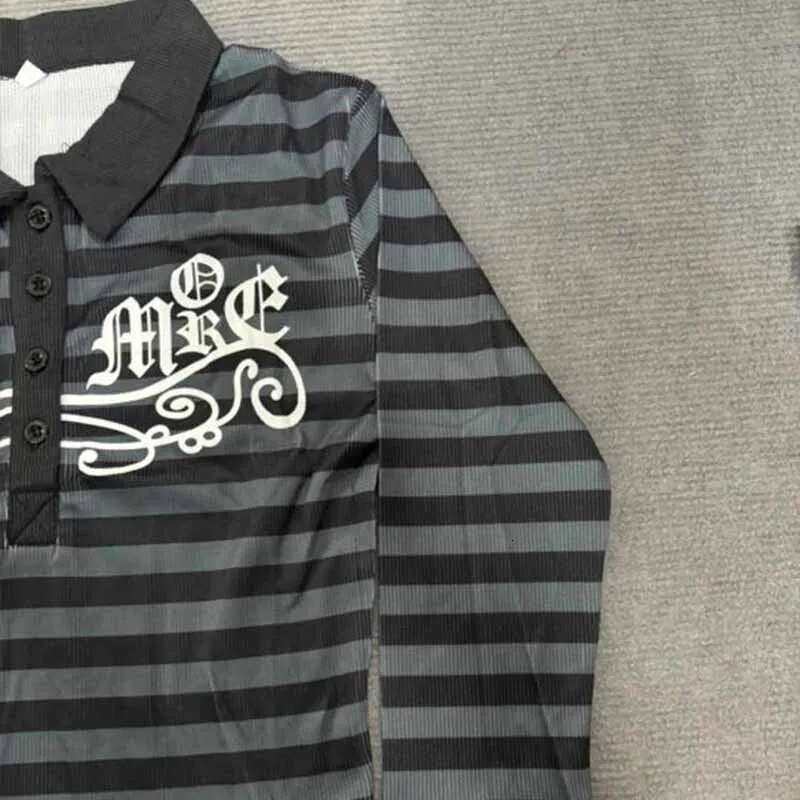 Goth Print Tops Stripe Cute Y2k T-Shirts Dark Academia Techwear Button Up V Neck Half Sleeve Sweat Shirts Fairy Grunge Tees EMO