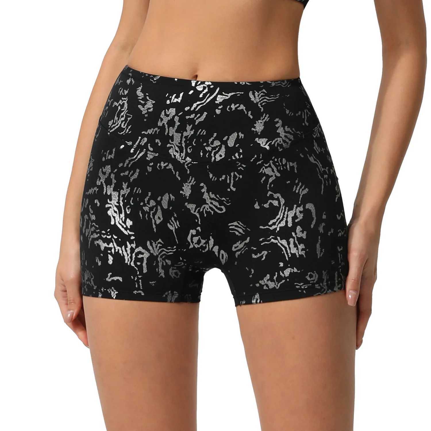 Silver foil hip lifting yoga shorts seamless high elasticity gym legs womens running exercise quick drying sportswear yoga shorts Y250412