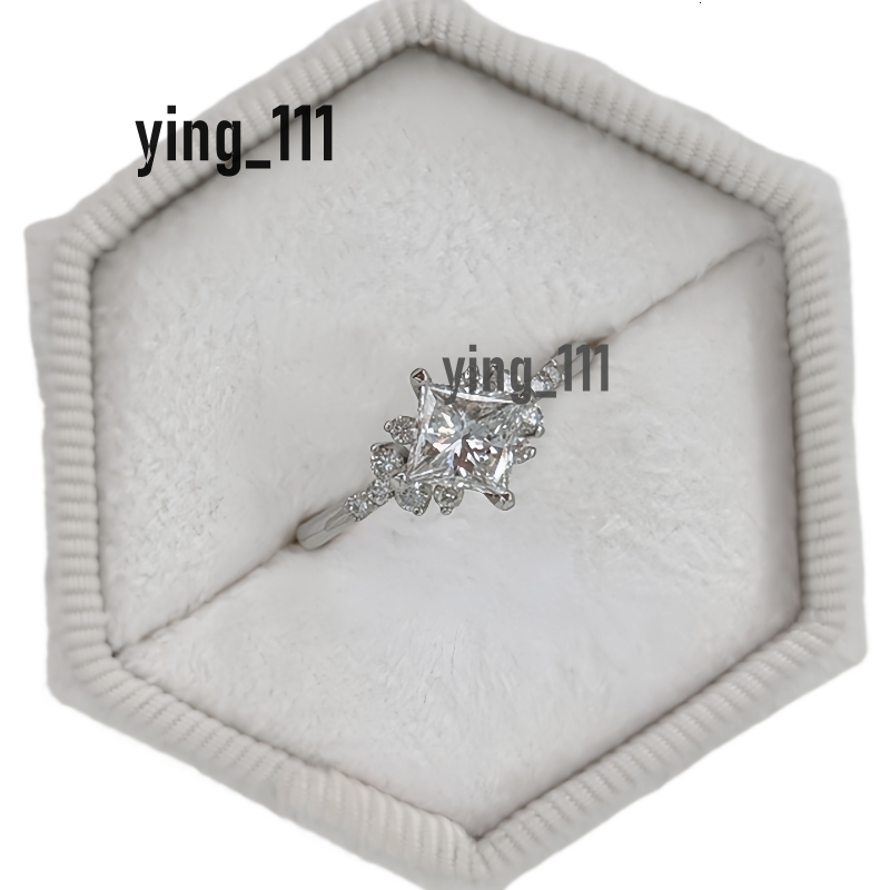 Jewelry 1.0 Carat Princess Lab Diamond Ring For Women 18K 14K Real Gold Womens Wedding Ring Engagement Fashion Design Anniversary Gift For Her