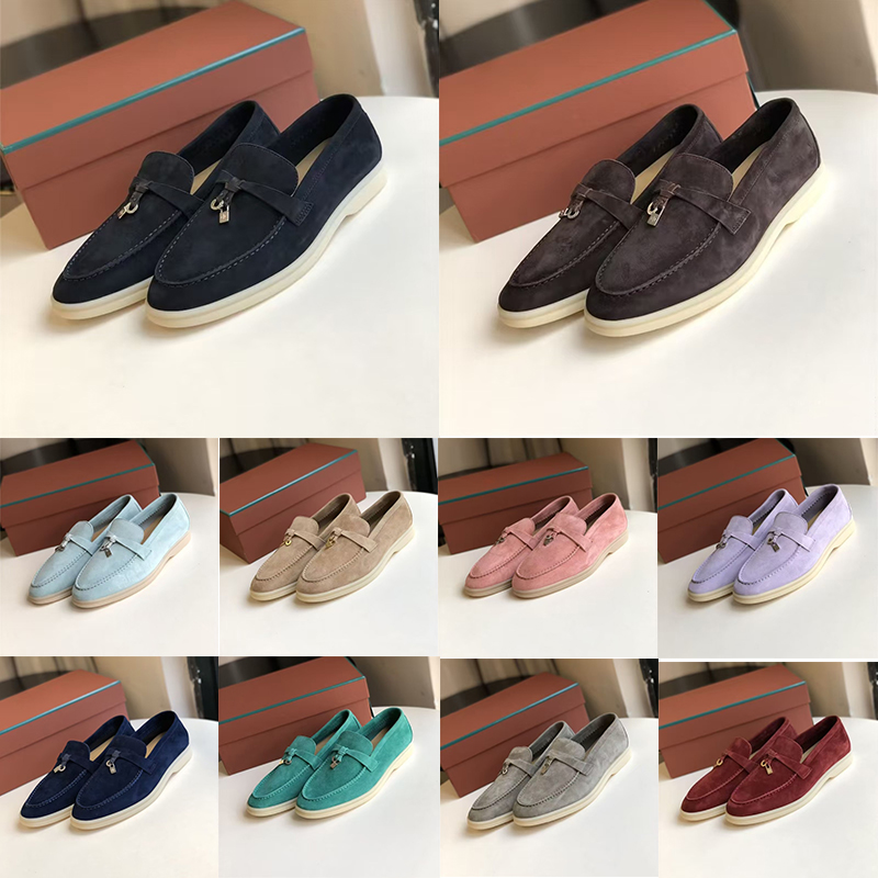Free shipping Designer Shoes Loafers Women Men Dress Shoes Luxury Fashion Business Cashmere Leather Flat Shoes Low Suede Cow Casual beige pink Lazy Shoe