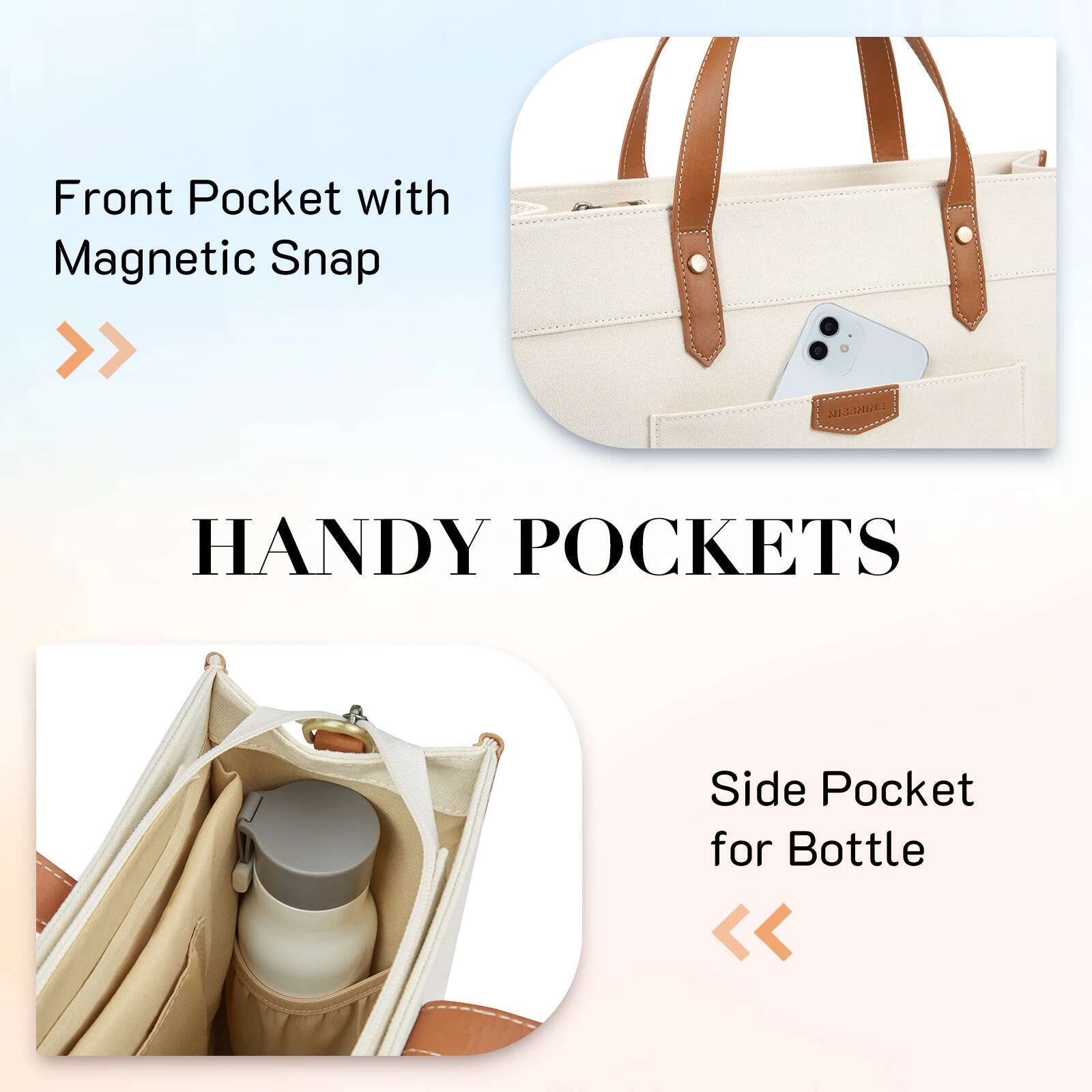 Missnine 15.6 Inch Woman Laptop Briefcase Canvas Ipad Work Shoulder Casual Tote Bag For Travel Office College