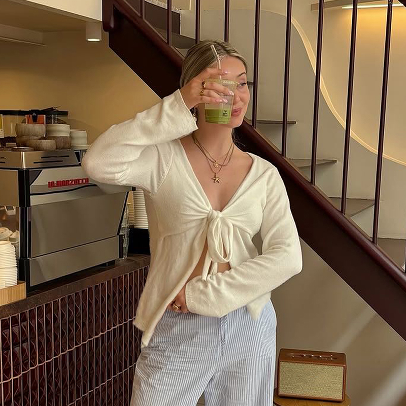 Fall women clothes women's solid color casual sweaters with large bow design on the chest cute women's tops comfortable and elegant casual s