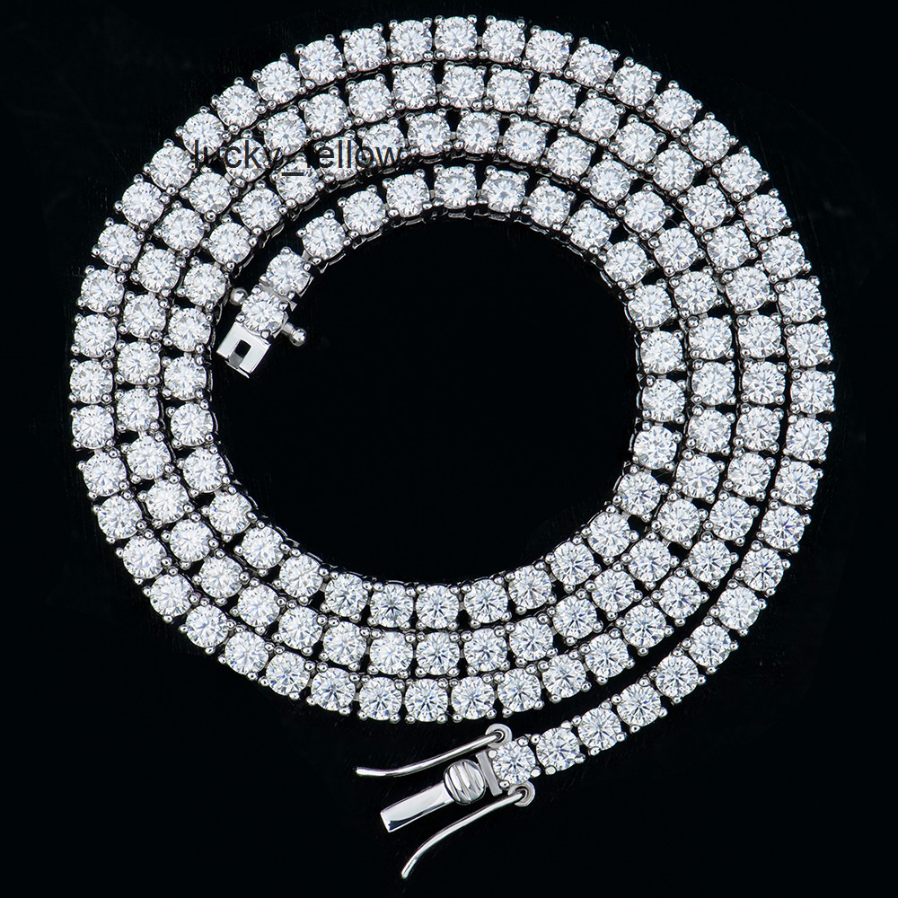 Exclusive Discount Wholesale Womens Silver 925 Jewelry 3mm Diamond Mossanite Moissanite Tennis Chain Necklace for Men Gifts