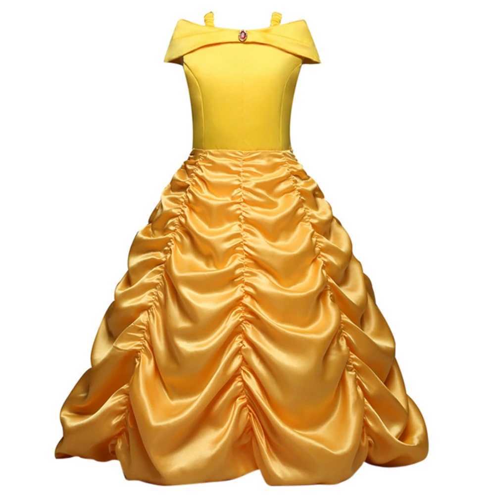 Disney Fancy Girls Belle Halloween costume carnival role-playing Christmas beauties and beasts party princess dress lace birthday childrens clothingXJ
