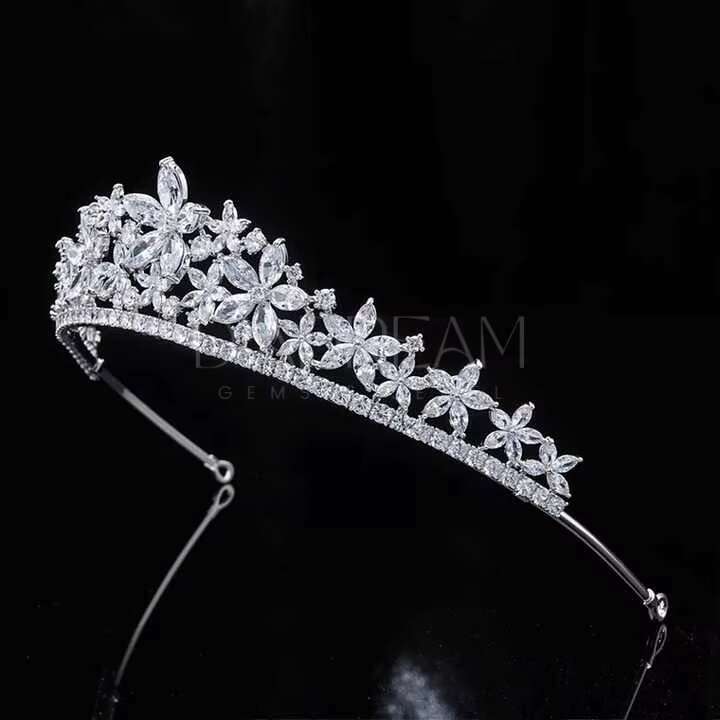 Luxury 925 Sterling Silver Crown Tiara New Fashion Moissanite Crystal Diamond Wedding Anniversary Happy Birthday Wholesale