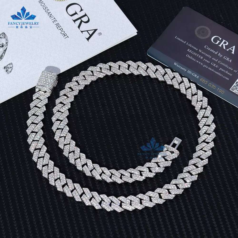 Fine Jewelry Women Micro Paved Cuban Bracelets D VVS Lab Diamond Cuban Link Chain Iced Out 925 Silver Moissanite Cuban Bracelet
