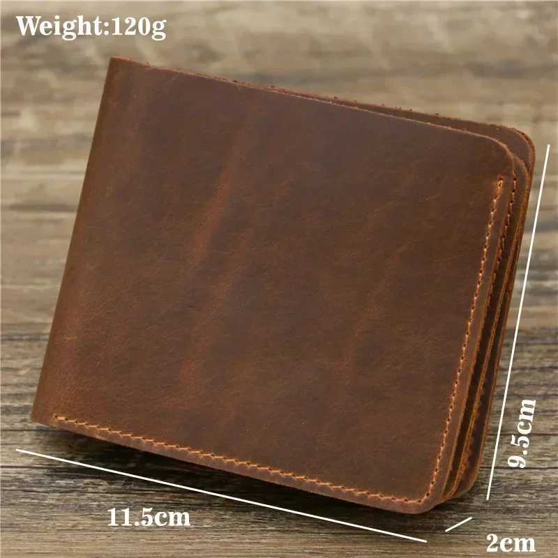 Personalized Best Genuine Leather Mens Wallet with Coin Pocket Minimalist Carving Double Folding Pure Leather Mens Wallet Z250411