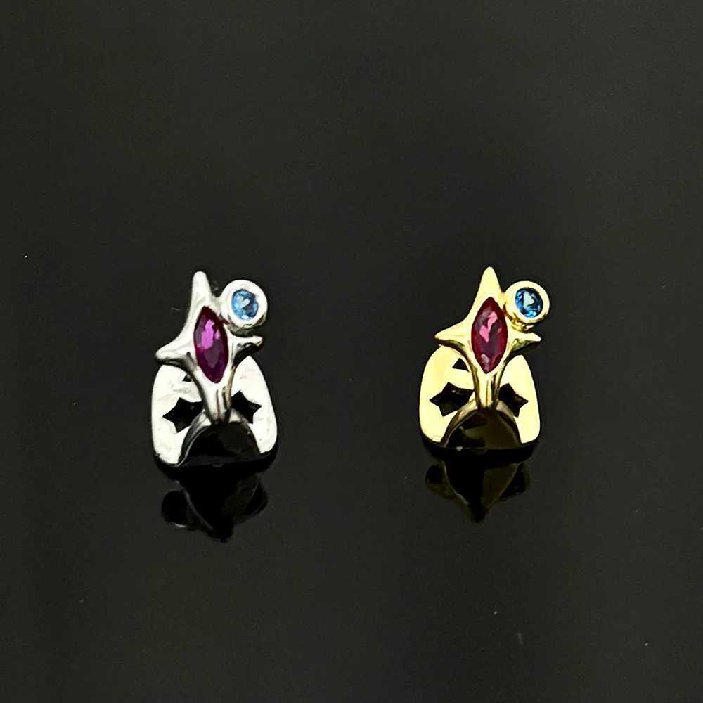 Rachelz Hip Hop Zircon Star Teeth Grillz Y2K Retro Single Blue CZ Stone Teeth Hat W250412