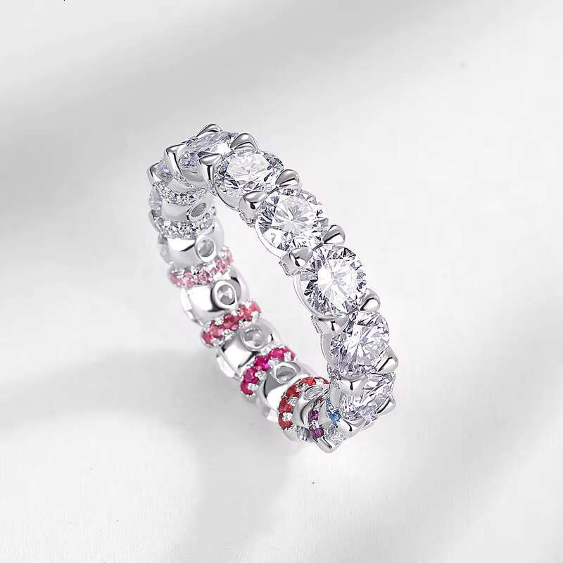 Panyu Jewelry Eternity Design Love Clear Moissanite 925 Silver Ring for Women Fine Jewelry