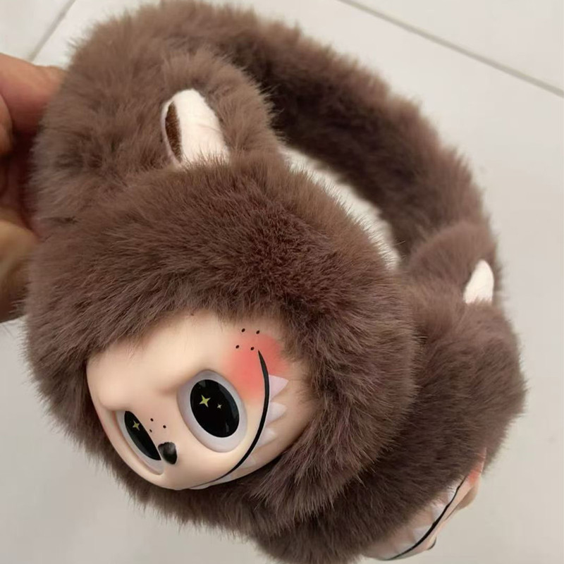 2025 New Labubu children's earmuffs earmuffs keep warm in winter vinyl face online celebrity doll plush cartoon earmuffs Children's Christmas gifts