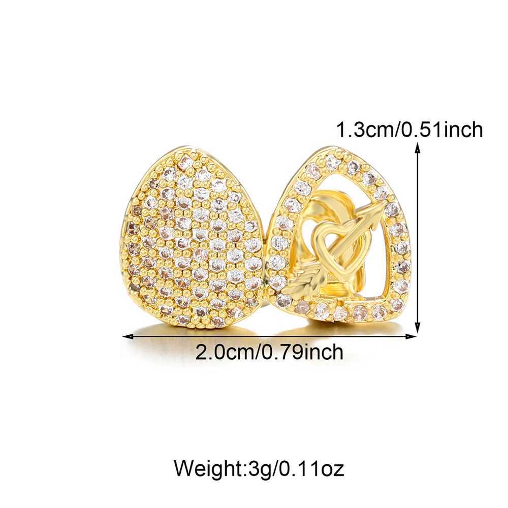 Hip Hop Arrow through Heart Gold Plated All Ice Toothed Grillz Top and Bottom Charm Grill W250412