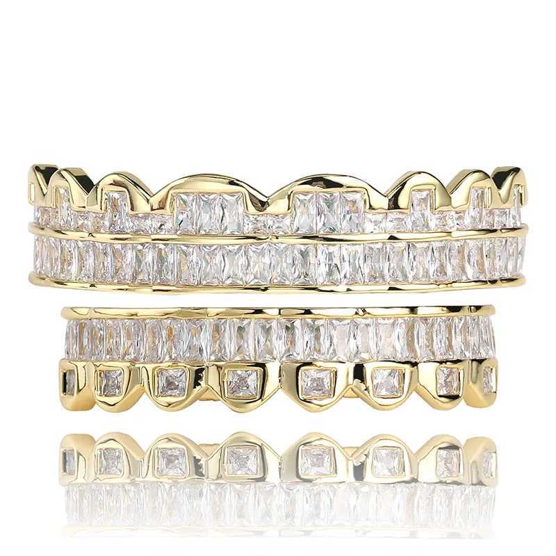JINAOs new galvanized HIP HOP dental grill top and bottom grill kit with silicone true gloss grill kit shiny AAA cubic zirconia W250412