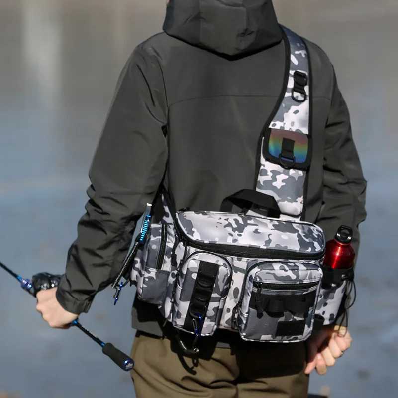 Fishing Bag Shoulder Multifunctional Fishing Waist Pack Lever 600D Nylon Multi Pocket Waterproof Outdoor Sports Riding Lure Bag Z250411