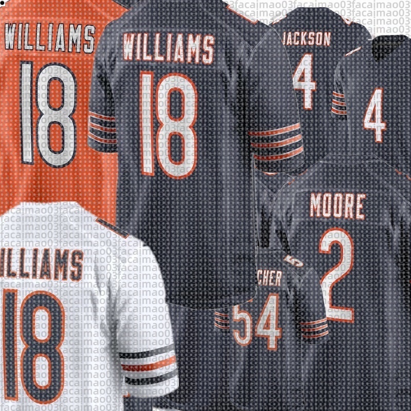 2025 NFL Bears Caleb Williams Colston Loveland Rome Odunze Walter Payton DJ Moore Mike Ditka Brian Urlacher Jaylon Johnson Tyrique Stevenson Custom Football Jersey