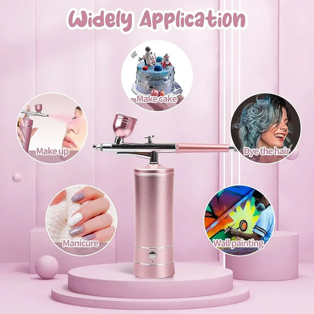 Portable Rechargeable Wireless Airbrush With Compressor Auto Action Spray Gun for Face Beauty Nail Art Tattoo Craft Cake Paint 250409