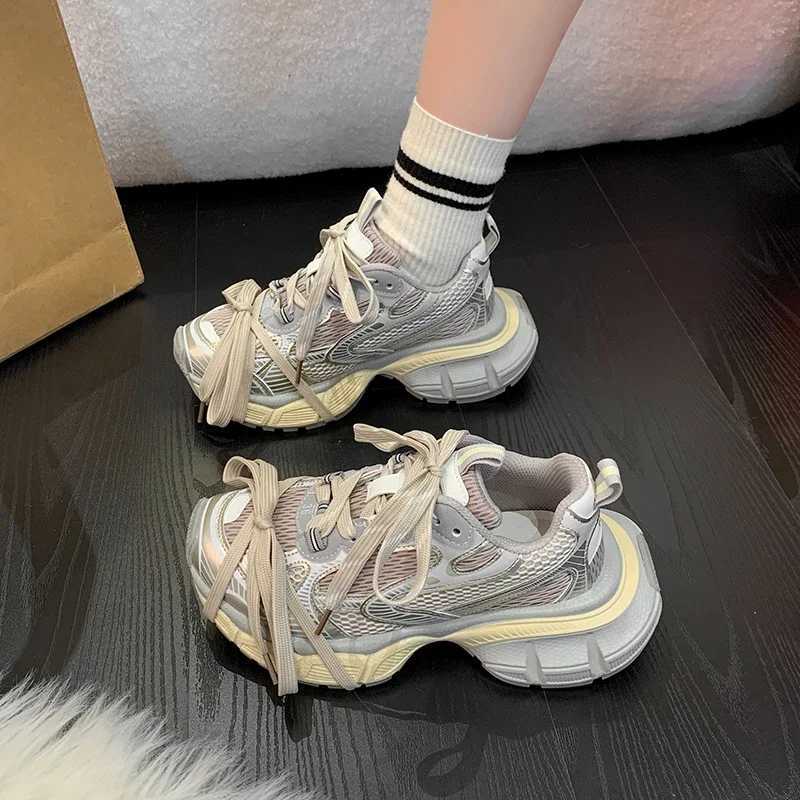 Designer Fashion Casual Trainers Wen Chunky Heel Platform Mixed Color Increasing Sneakers Tennis Fem Sport Shoes New 2025 Z250411