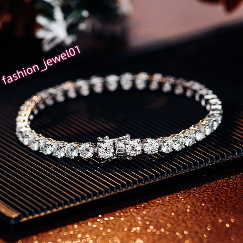 In Stock 5MM Width D Color VVS Moissanite Diamond Sterling Silver S925 Necklace Hip Hop Chain Tennis Chain
