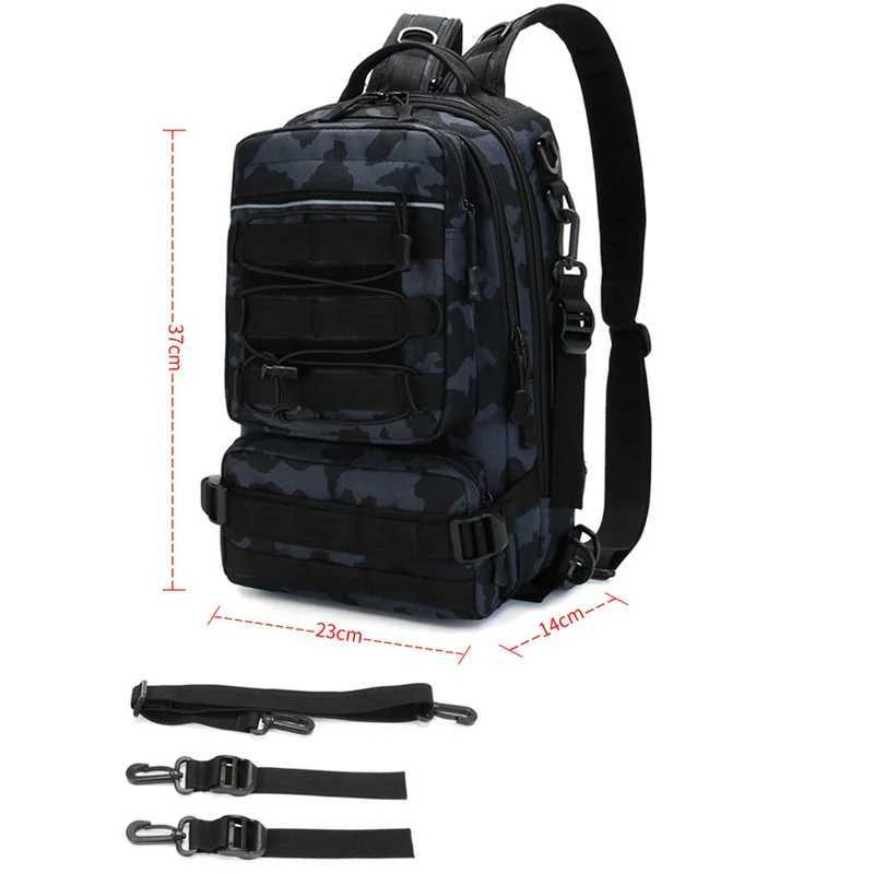 Fishing Tackle Backpack Storage Bag Men Outdoor Shoulder Fishing Lure Gear Bags with Rod Pole Holder Camping Hunting Hiking Pack Z250411