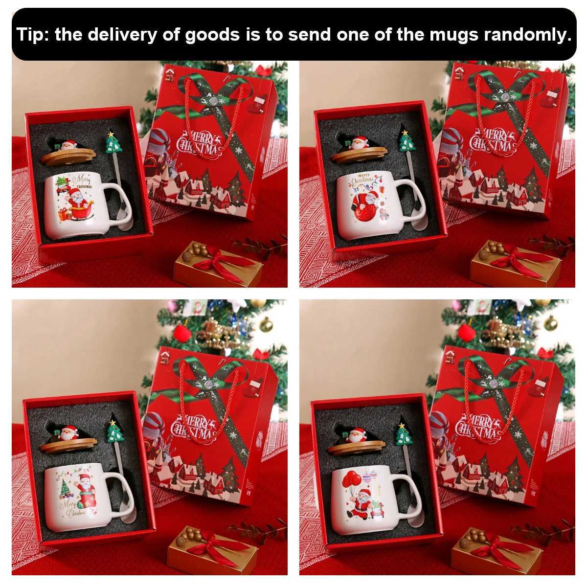 Christmas Mug gift box ceramic mug Christmas gift Ceramic mug with lid with spoon set cup Coffee cup Christmas present Y251112