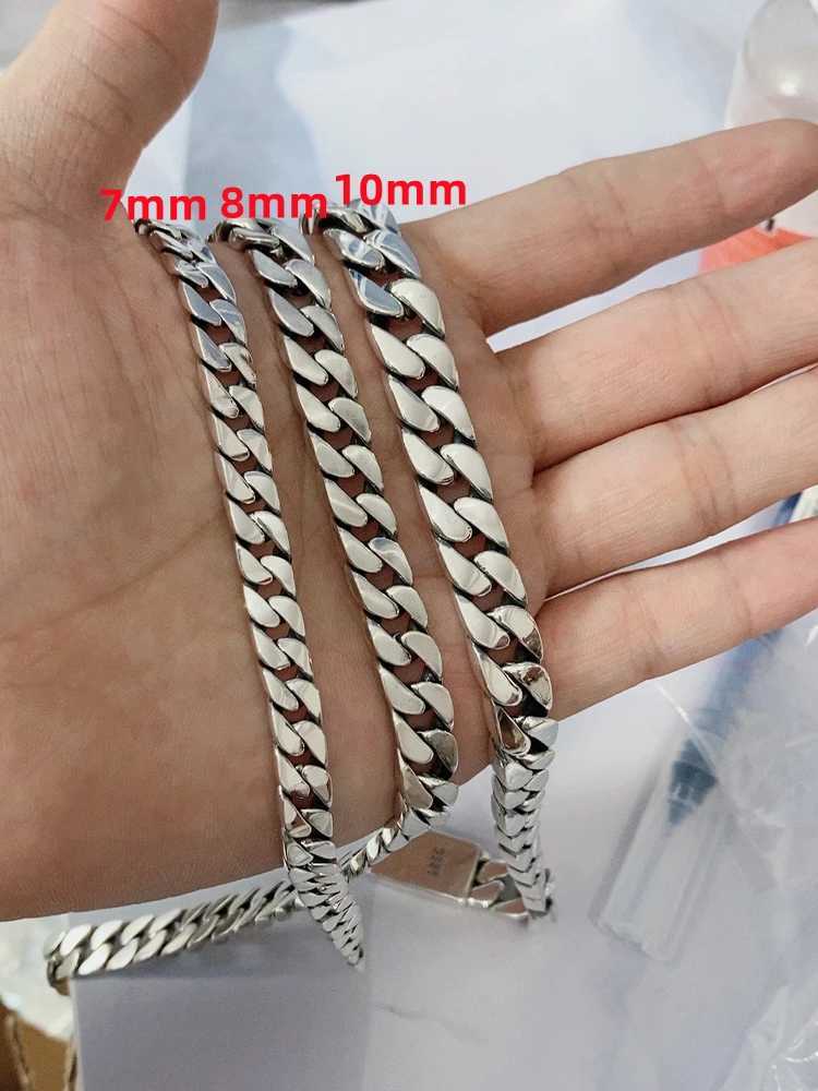100% S925 Sterling Silver Bracelet 8MM Punk S925 Silver Jewelry Never Fade Carry certificate Men Women Jewelry GiftsC250411