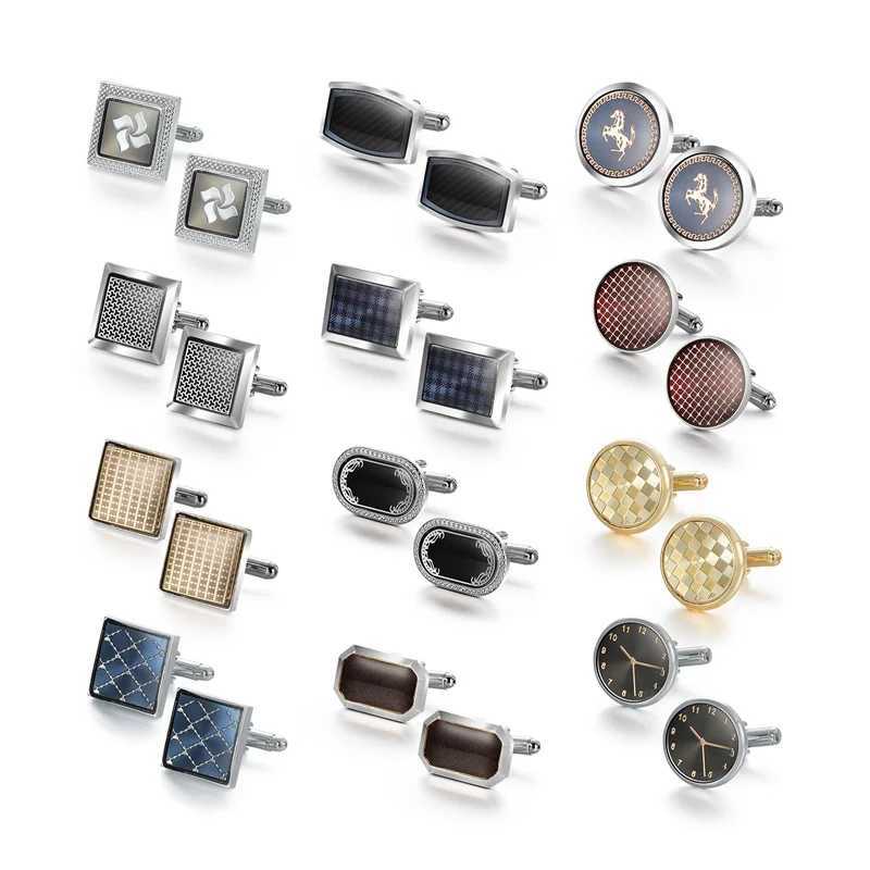 Mens shirts cufflinks mens luxury wedding guests gifts round square fashionable jewelry mens cufflinks tie clipsT250412