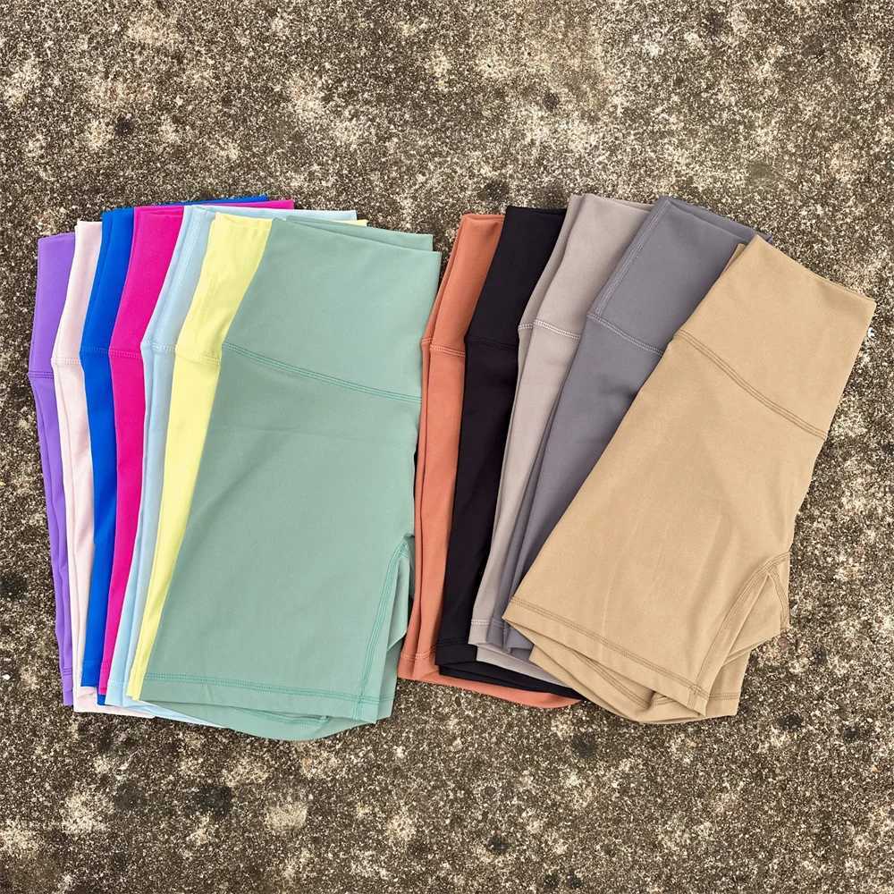 Solid Color High Waist Yoga Short Leg Bicycle Womens Fitness Exercise Short Leg Comprehensive Training Slow Running Squat Anti Lock Inner Bag Y250412