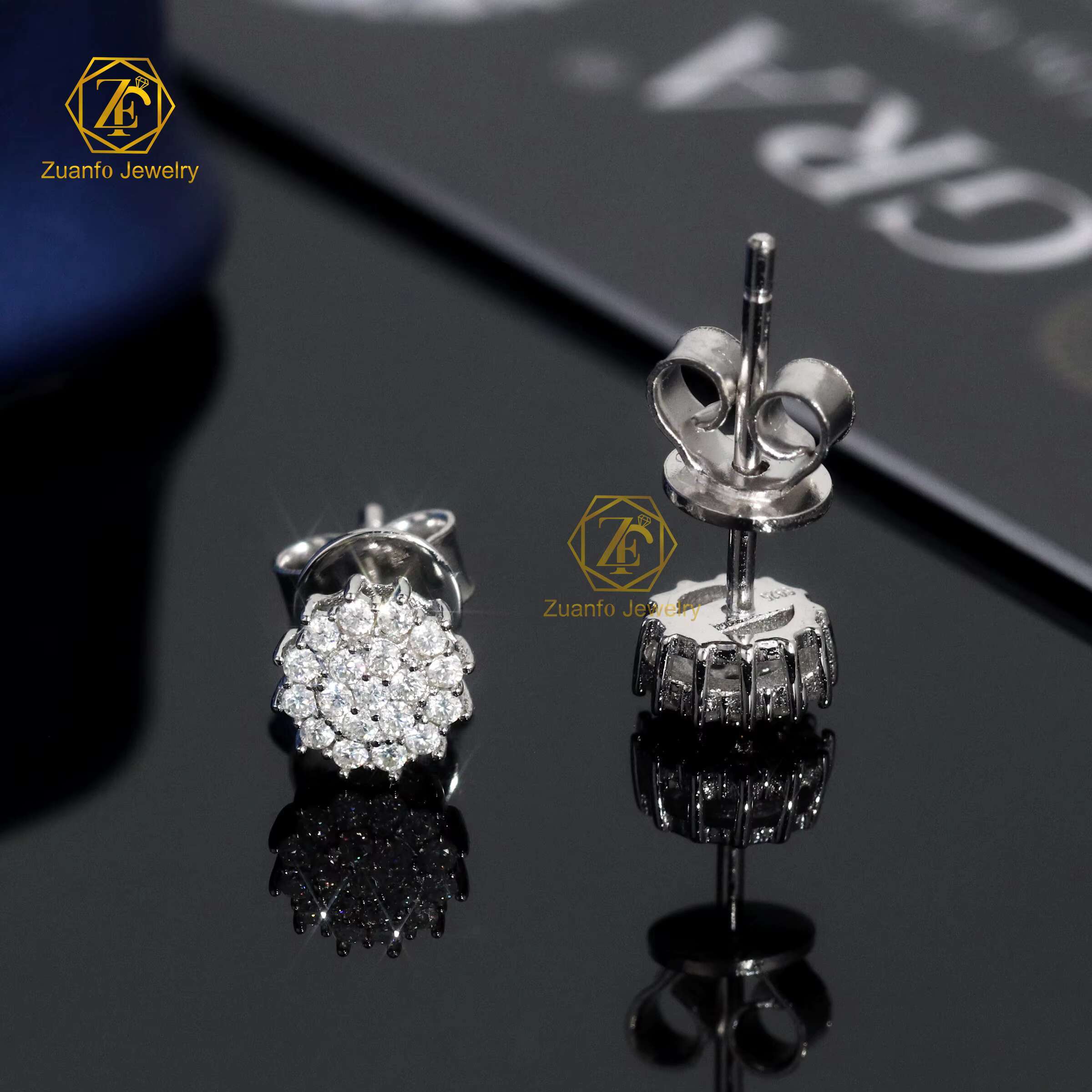 Hot Selling Sunflower Earrings 14K Gold Plated 925 Sterling Silver 6mm Round Moissanite Stud Earrings