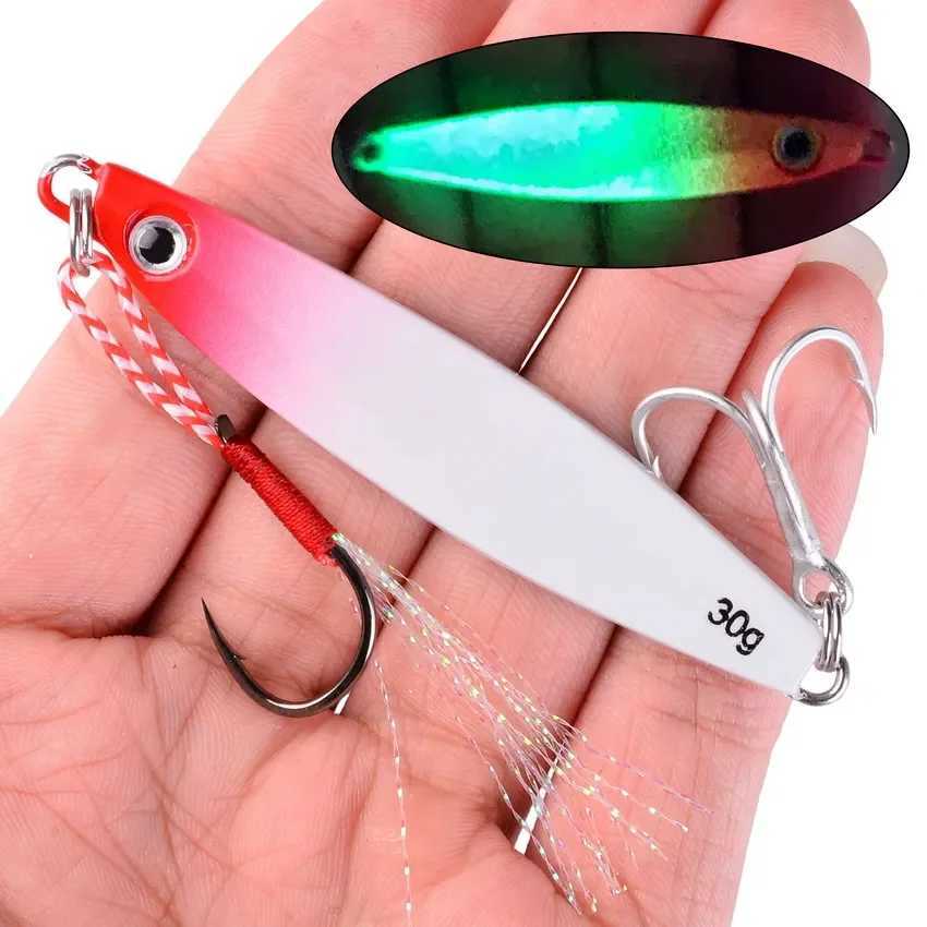 22PCS Glow Jigging Fishing Lures Set 40g 30g 20g 17g 10g 7g Shore Drag Cast Jigging Spoon Fishing Lures Artificial Bait Tackle Z250411