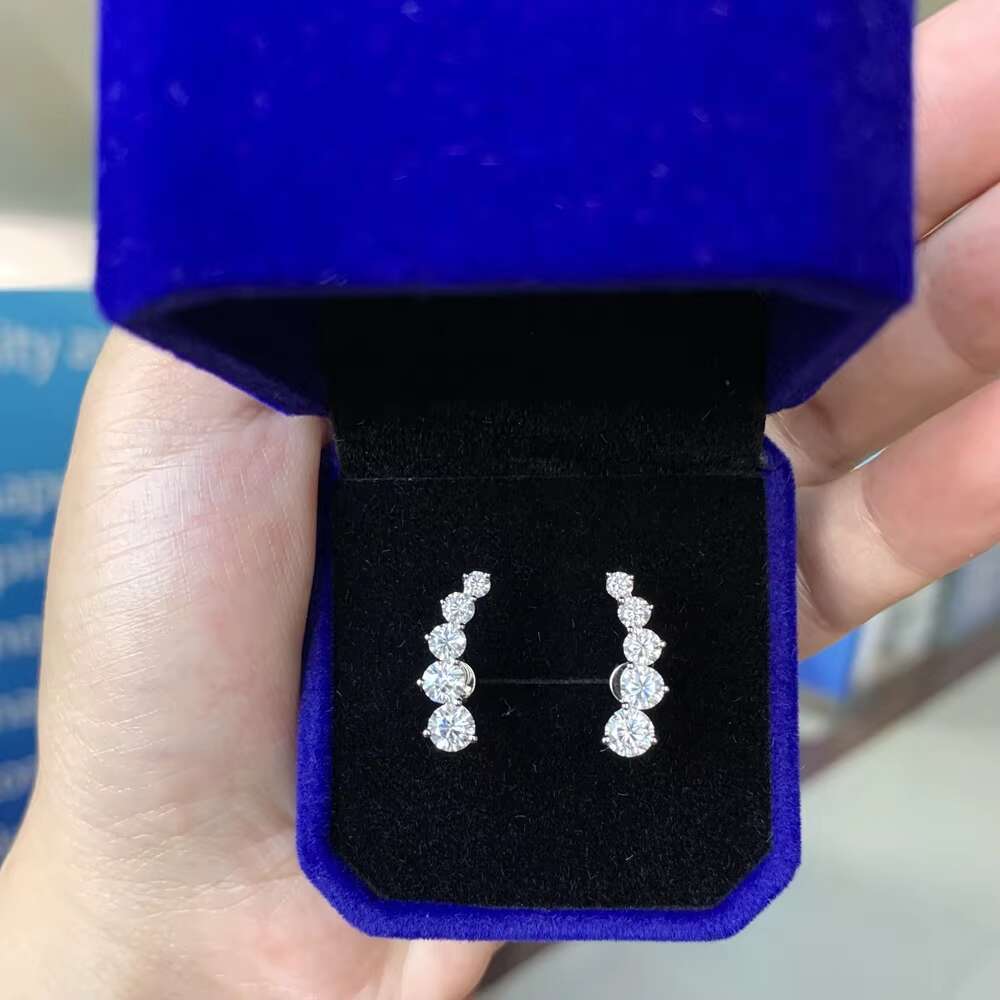 Manufacturer Custom Womens Fashion Earring14K White Solid Gold Earring 2025 Moissanite Stud Earring Jewelry