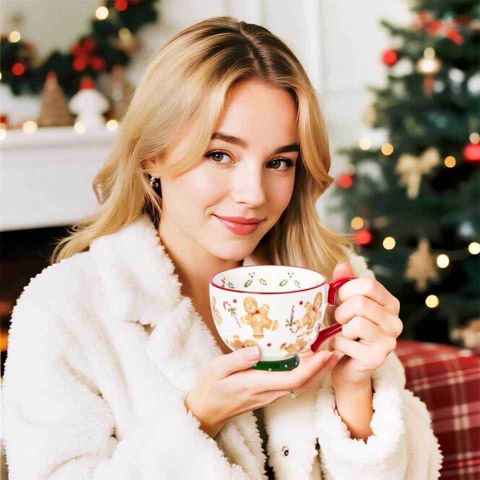 Christmas Christmas Mugs Spoon Kit Ceramics Gingerbread Man Mug For Coffee Cup Oatmeal Mug Creative Christmas Present Y251112