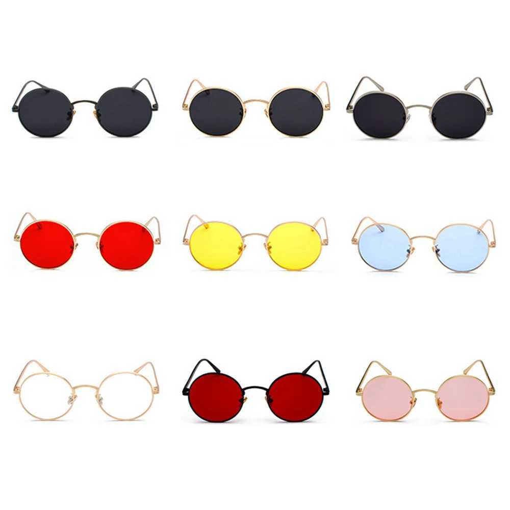 Kachawoo women sunglasses with red lenses round metal frame vintage retro glasses sun for men unisex birthday giftsC250411