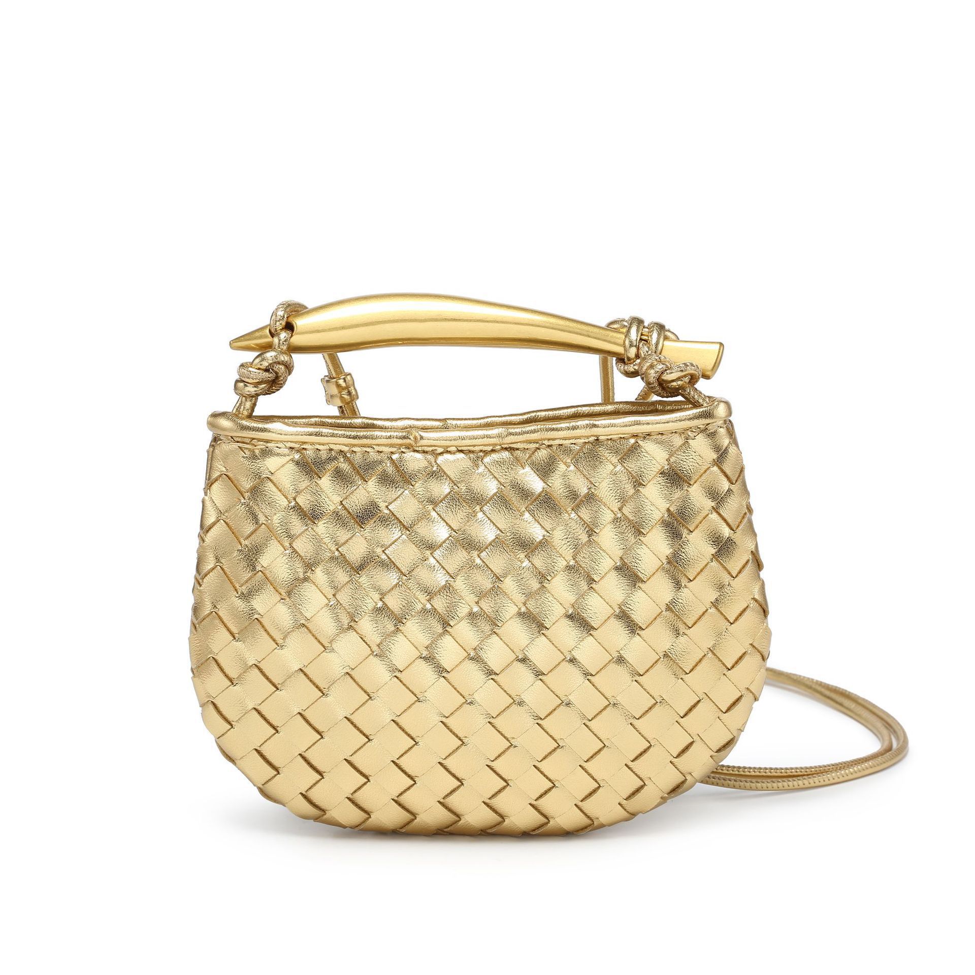 Mini Woven Sardine Bag With Trendy Single Shoulder Cross-Body Bag Texture Stylish Metal Handbag 2025