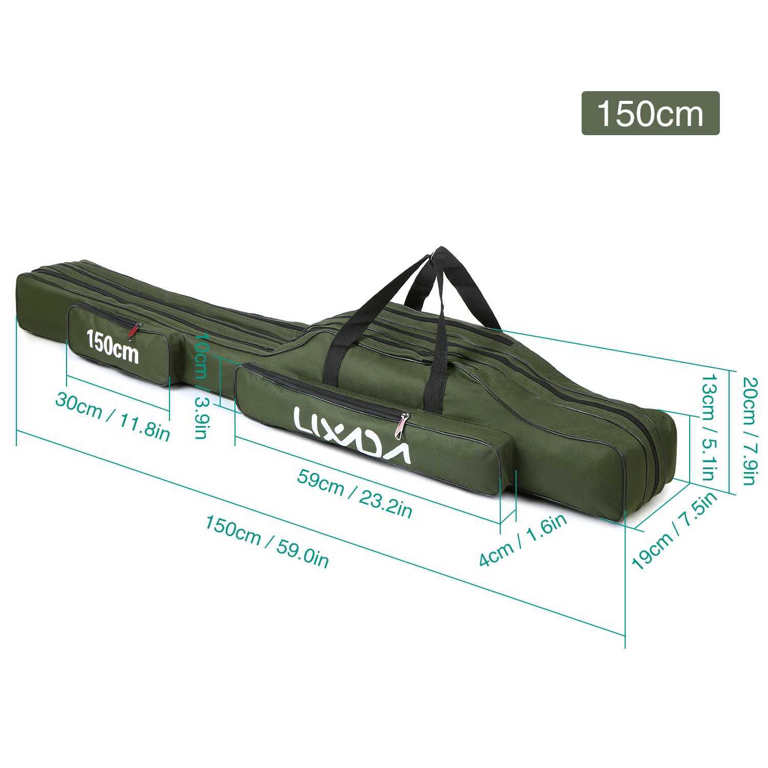 Lixada 3 Layers Fishing Pole Bag Portable Folding Rod Carry Case Fishing Reel Tackle Storage Bag Case fishing tackle storage bag Z250411
