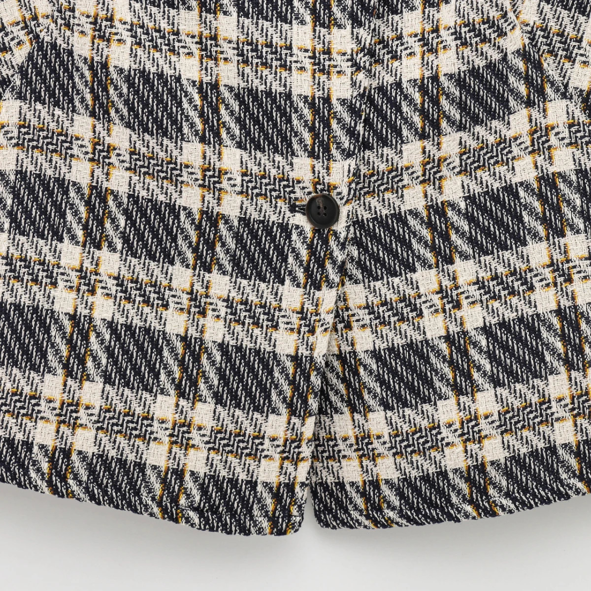ZBZA Womens Textured Plaid Vest Short Skirt Suit Round Neck Double-breasted Top Side Zipper Skirt Spring Summer Chic Suit 250411