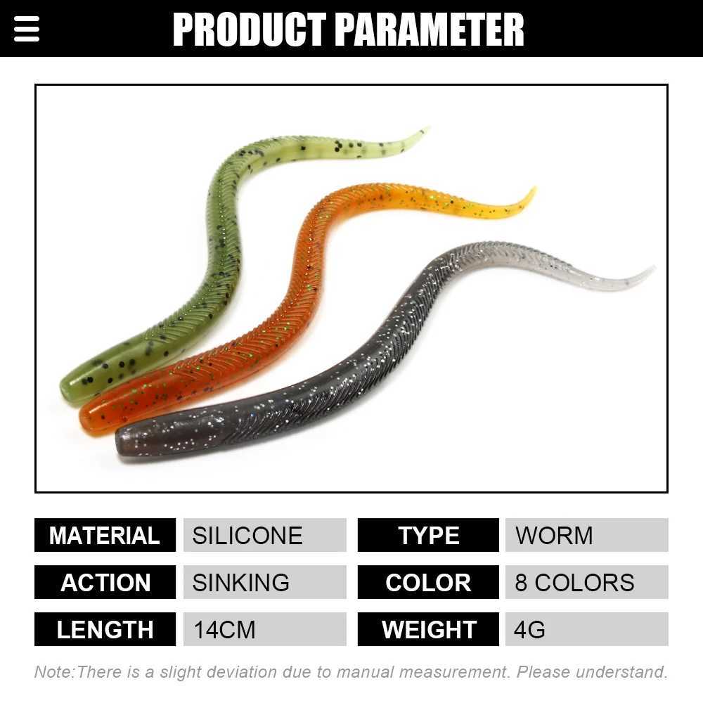 Spinpoler Soft Worm Fishing Lure Stick Tail 14cm Artificial Loach Senko Silicone Fake Bait Swimbait Jig Wobbler Fishing Tackle Z250411