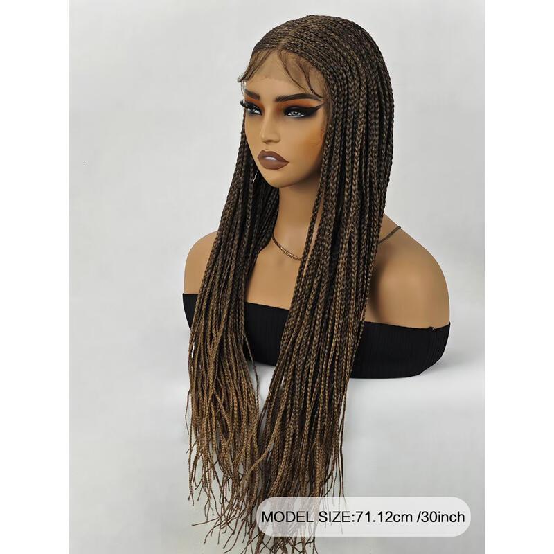 30 inch for Women Full Box KnotlessBraided Lightweight Braids Synthetic Lace Front Wig Black and brown Hand Braided Wigs With Baby Hair synthetic wig