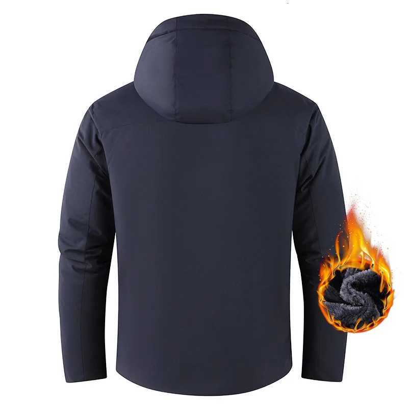 Winter Man Coat New Thicken Waterproof Windproof Male Hooded Jacket Solid Color Long Sleeve Outdoor Sport Men Plush OuterwearT251112