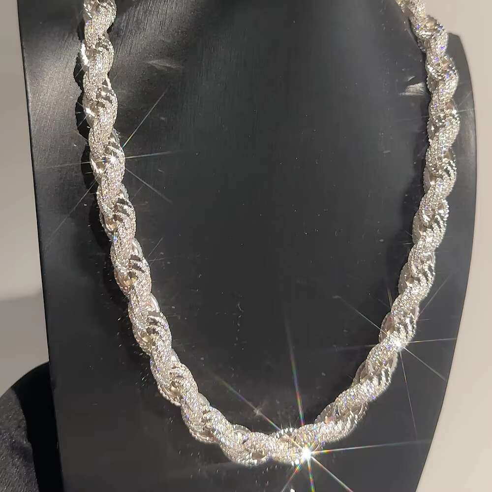 925 Silver 13mm Chain Hip Hop Jewelry Vvs Moissanite Diamond Necklace Custom Size