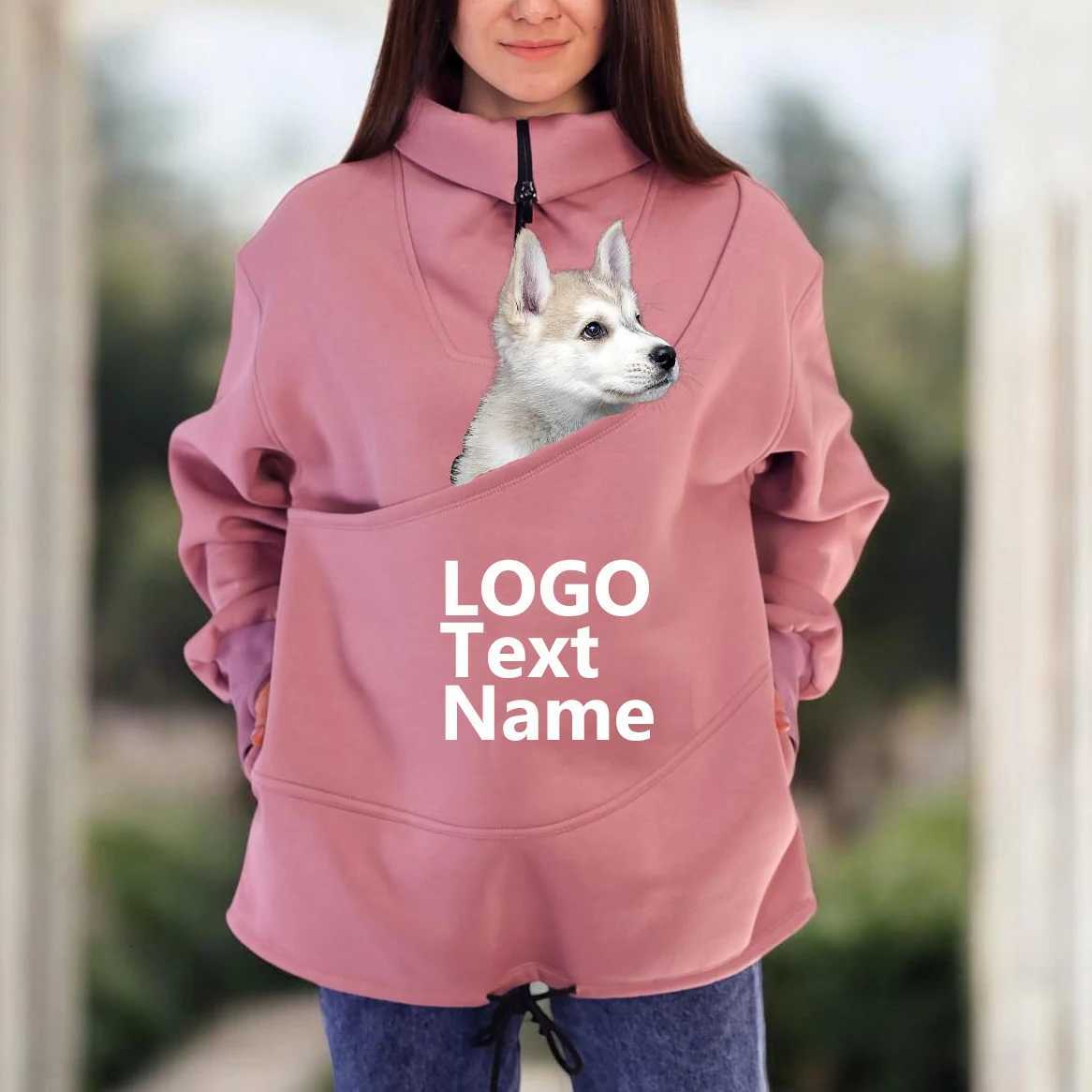 POD customization Personalized Pet Hoodie Carrier Custom Cotton Blend Sweatshirt with Kangaroo Pocket Matching Owner Outfit for Dogs Cats PuppiesT2511