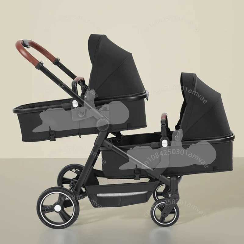 Lightweight two seater baby stroller foldable bi-directional adjustable backrest two seater baby stroller four-wheel baby stroller W250411